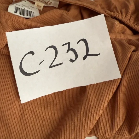 Listicle Women's Ribbed Knit Ruched Tie-Back Top in Tangerine Size XL - Picture 10 of 10